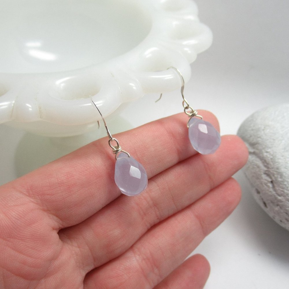 Faceted glass drop earrings